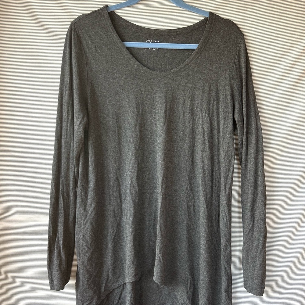 Joan Vass Charcoal Long Sleeve Top